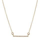Thin Diamond Bar Necklace - Yellow Gold - Necklaces - Ofina