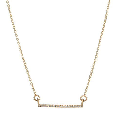 Thin Diamond Bar Necklace - Yellow Gold - Necklaces - Ofina