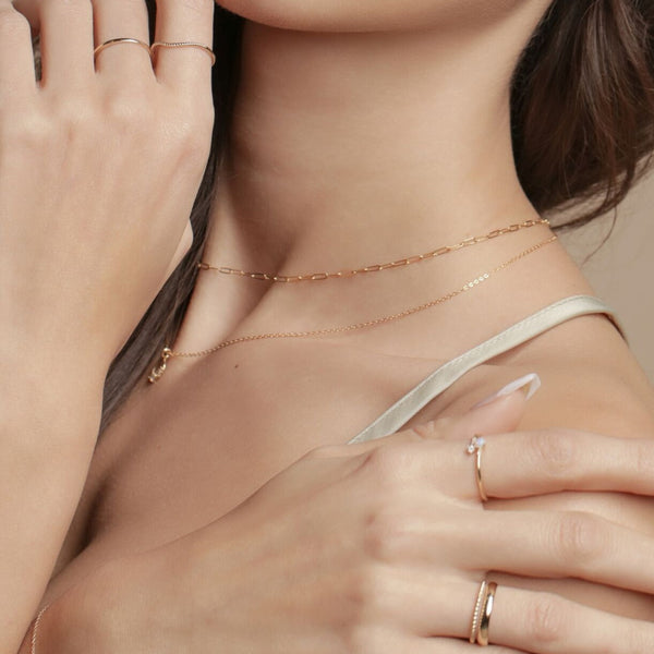 Thin Oval Link Chain Necklace - - Necklaces - Ofina