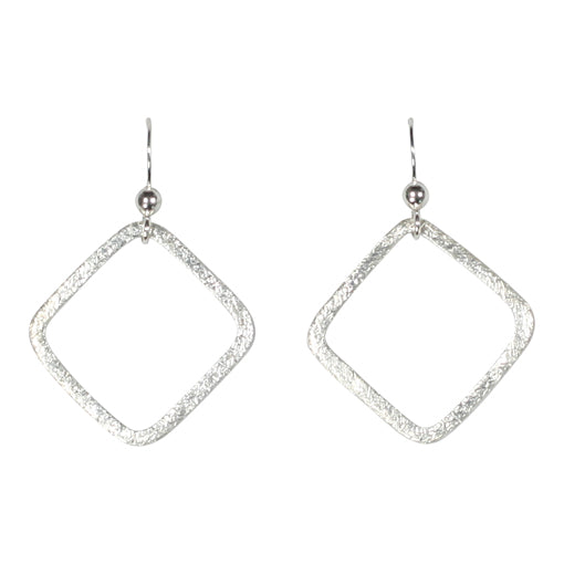 SALE - Open Square Brushed Earrings - Silver / Large - Earrings - Ofina
