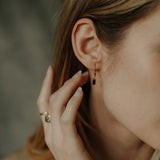 Tiny Black Emerald Leverback Earrings - - Earrings - Ofina