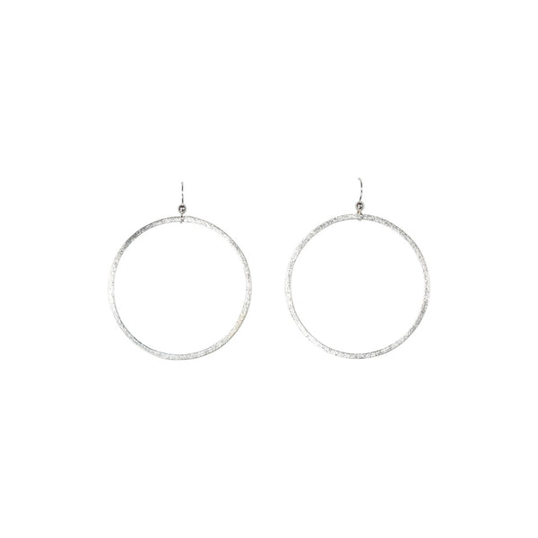 SALE - Brushed Hoop Earring - Silver / Extra Large - Earrings - Ofina