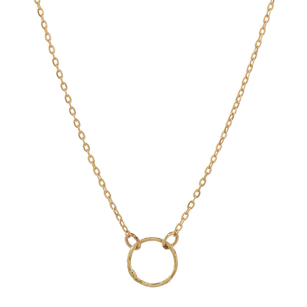 Tiny Diamond Cut Circle Necklace - Choker / Gold - Necklaces - Ofina