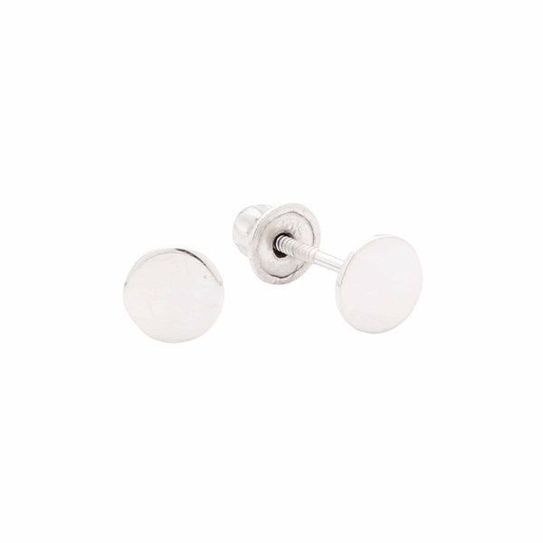 10k Solid Gold Circle Studs - 4mm / White Gold - Earrings - Ofina