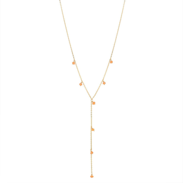Tiny Carnelian Stone Y-Drop Necklace - - Necklaces - Ofina