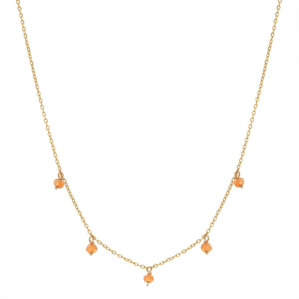 Tiny Carnelian Stone Drop Necklace - - Necklaces - Ofina