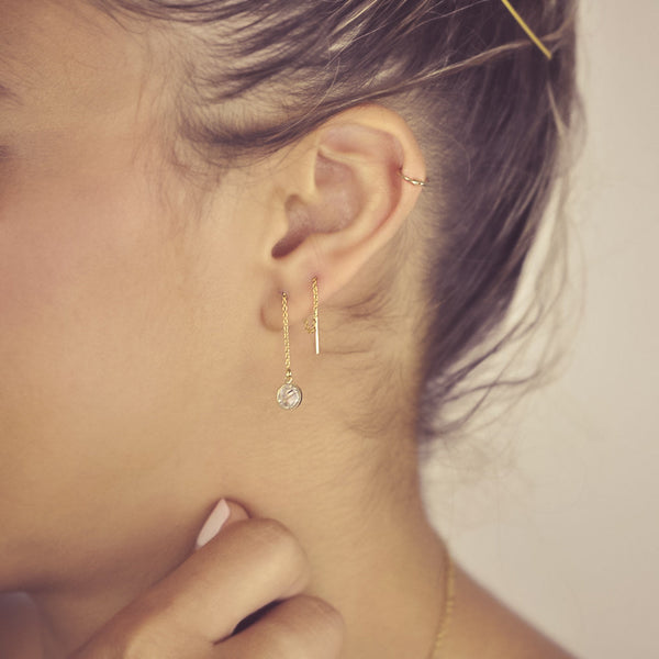 10k Solid Gold Thin Huggies - - Earrings - Ofina