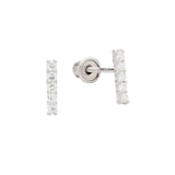 10k Solid Gold CZ Bar Studs - White Gold - Earrings - Ofina