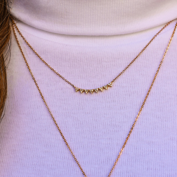 14k Diamond Chevron Necklace - - Necklaces - Ofina