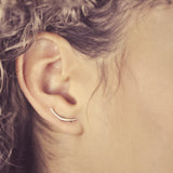 Thin Curved Crescent Moon Studs - - Earrings - Ofina