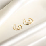 SALE - 10k Solid Gold CZ Pave Huggie/Hoop Studs - - Earrings - Ofina