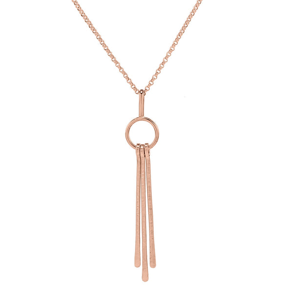 Triple Fringe Long Necklace - Rosegold - Necklaces - Ofina