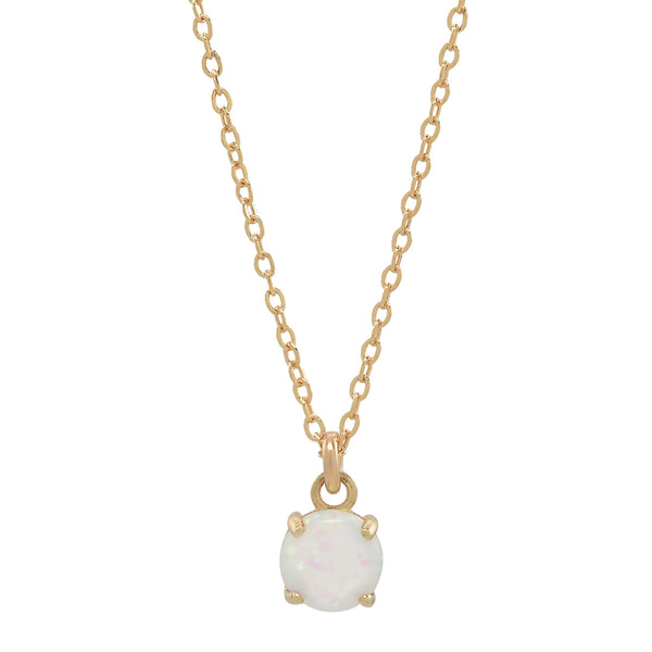 10k Round Prong Opal Necklace - Gold - Necklaces - Ofina