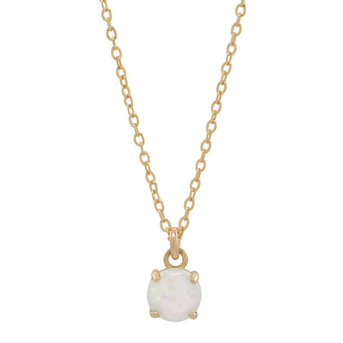 10k Round Prong Opal Necklace - Gold - Necklaces - Ofina