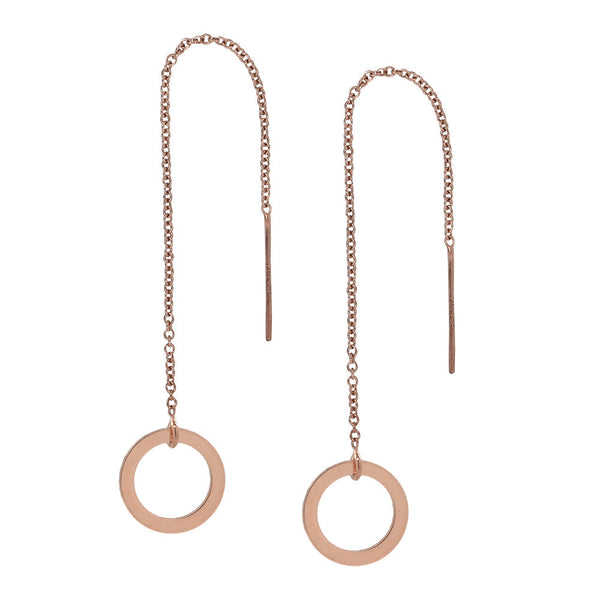 Geometric Ear Threaders (more shapes) - Flat Circle / Rose Gold - Earrings - Ofina