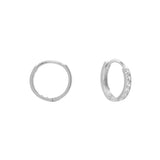 10k Solid Gold Channel CZ Huggie - Large - Sold Individually / White Gold - Earrings - Ofina