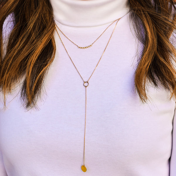 SALE - Y-Drop Disc Necklace - - Necklaces - Ofina