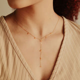 Tiny Carnelian Stone Y-Drop Necklace - - Necklaces - Ofina