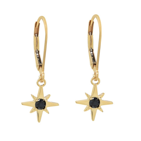 Leverback Black CZ Earrings - - Earrings - Ofina