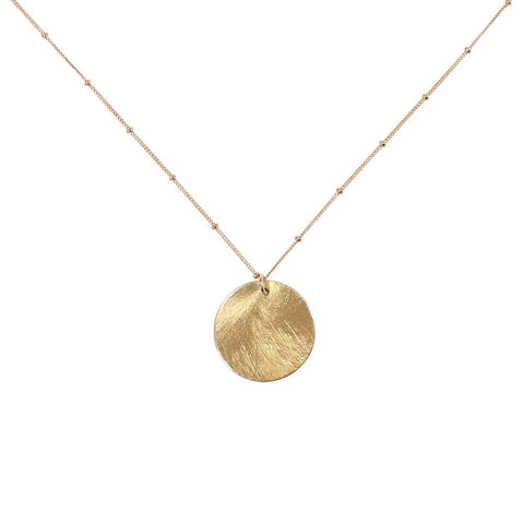 SALE - Brushed Disc Long Necklace - Gold / 24" - Necklaces - Ofina