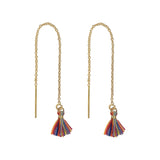 Tassel Ear Threaders - Rainbow Purple - Earrings - Ofina