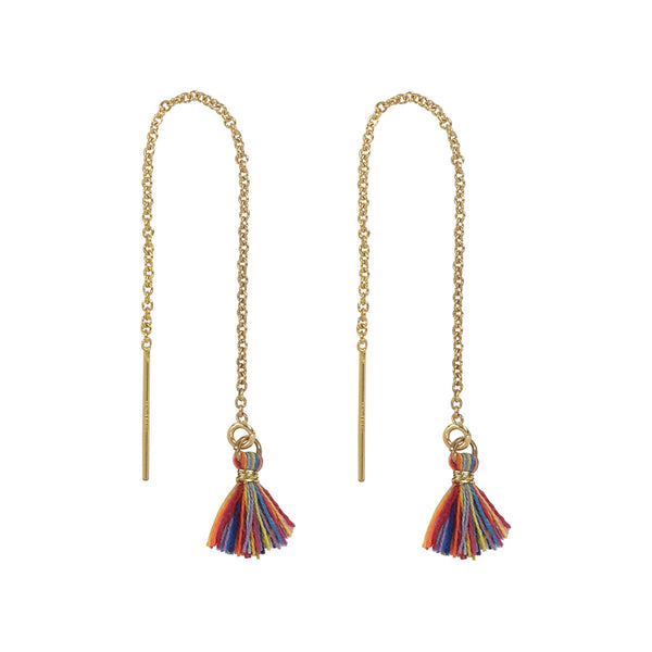 Tassel Ear Threaders - Rainbow Purple - Earrings - Ofina