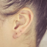 10k Solid Gold Thin Huggies - - Earrings - Ofina