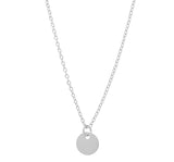 Solid Gold Tiny Disc on Thin Chain Necklace - White Gold - Necklaces - Ofina