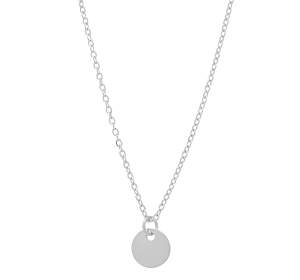 Solid Gold Tiny Disc on Thin Chain Necklace - White Gold - Necklaces - Ofina