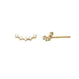 10k Solid Gold Tiny CZ Curved Crawler -  - Earrings - Ofina