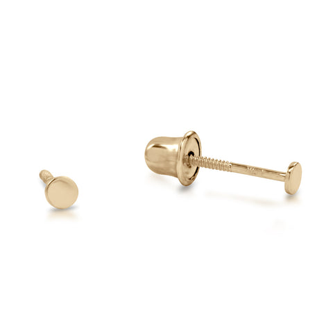 10k Solid Gold Circle Studs - 2mm / Yellow Gold - Earrings - Ofina