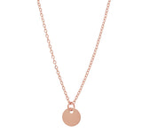 Solid Gold Tiny Disc on Thin Chain Necklace - Rose Gold - Necklaces - Ofina