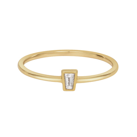 18k 3mm Diamond Baguette Ring - Yellow Gold / 7 - Rings - Ofina