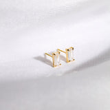 10k Solid Gold Emerald CZ Studs - - Earrings - Ofina