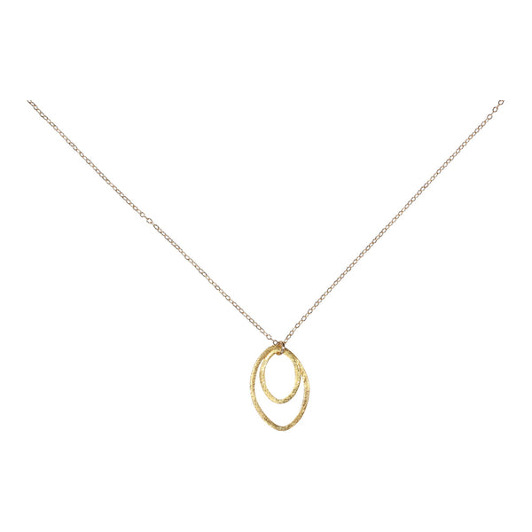 Double Brushed Marquise Necklace - Gold - Necklaces - Ofina