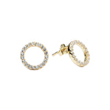 CZ Circle Cutout Studs - Gold - Earrings - Ofina