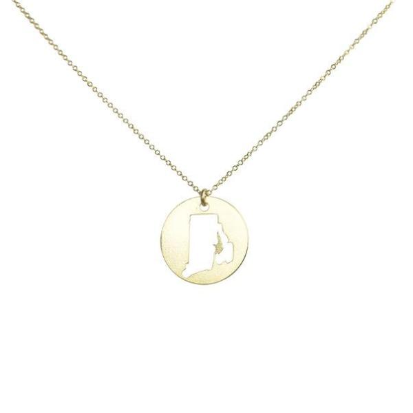 SALE - State Outline Necklace - Gold / RI - Necklaces - Ofina