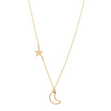 Moon Outline & Star Necklace - - Necklaces - Ofina