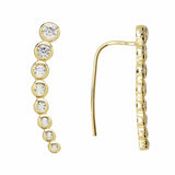 SALE - 24mm Graduated CZ Circles Ear Crawler - Gold / Right - Earrings - Ofina