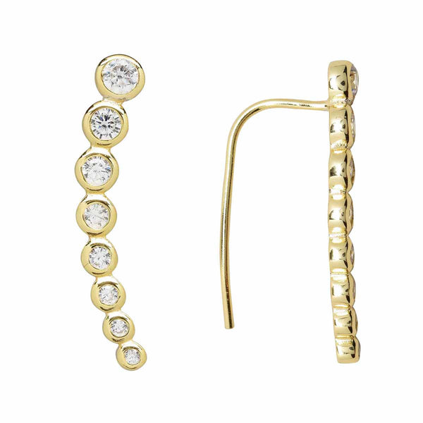 SALE - 24mm Graduated CZ Circles Ear Crawler - Gold / Right - Earrings - Ofina