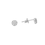 Tiny CZ Circle Pave Studs - Silver / No Bezel - Earrings - Ofina