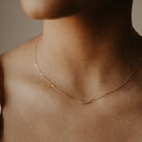 14K Curved Multi Diamond Necklace - - Necklaces - Ofina