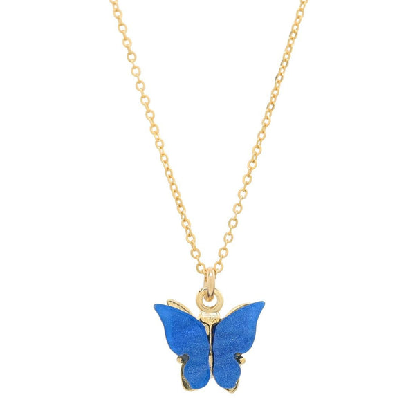 Blue Butterfly Necklace - - Necklaces - Ofina