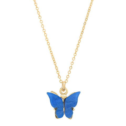 Blue Butterfly Necklace - - Necklaces - Ofina