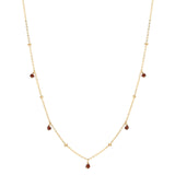 TINY GARNET STONE DROP BEADED NECKLACE - - Necklaces - Ofina