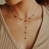 Tiny Smoky Quartz Stone Y-Drop Necklace - - Necklaces - Ofina