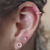 10k Solid Gold CZ Chevron Studs - - Earrings - Ofina