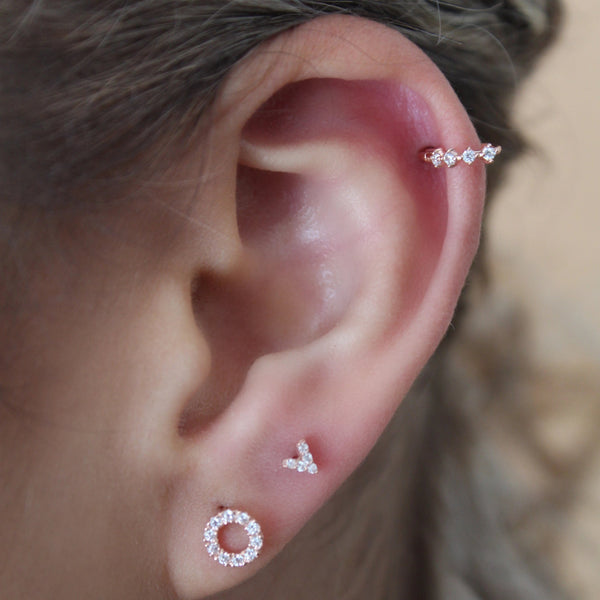 10k Solid Gold CZ Chevron Studs - - Earrings - Ofina