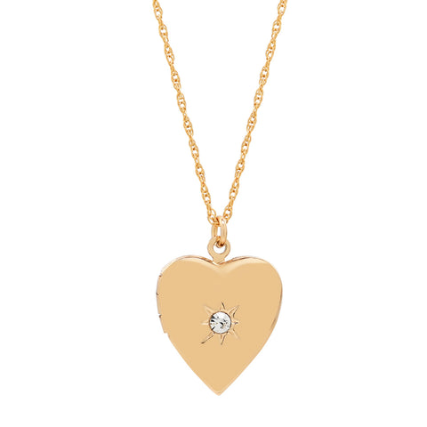 Star CZ Heart Locket - Gold - Necklaces - Ofina