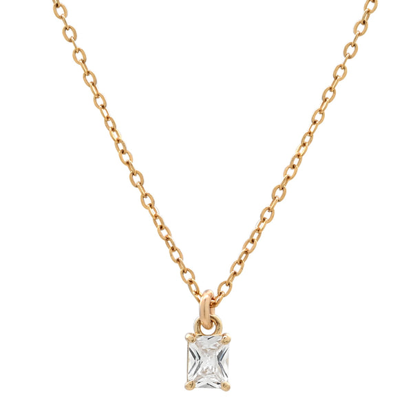 Tiny CZ Emerald Necklace - - Necklaces - Ofina
